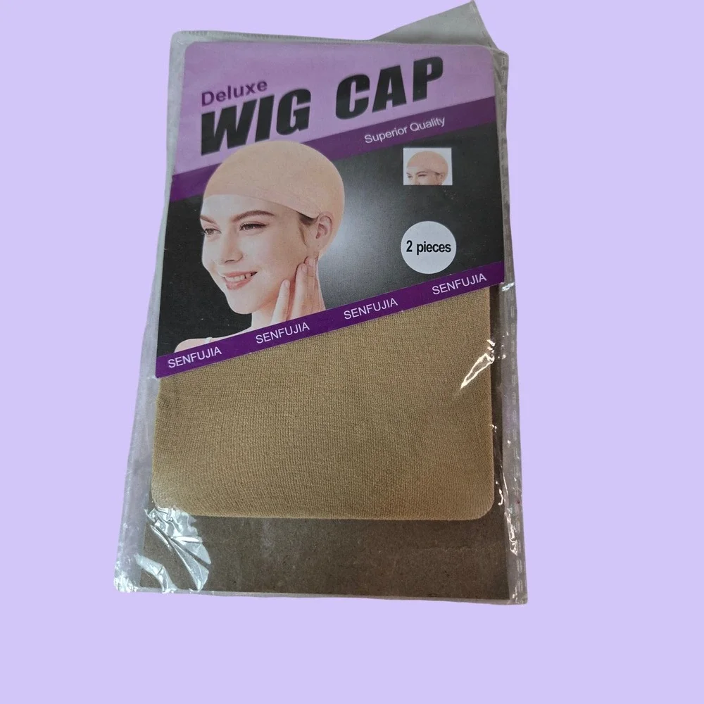Senfujia Deluxe Wig Cap 2 Pieces Nude One Size Fits All Thin Stocking Fabric NEW